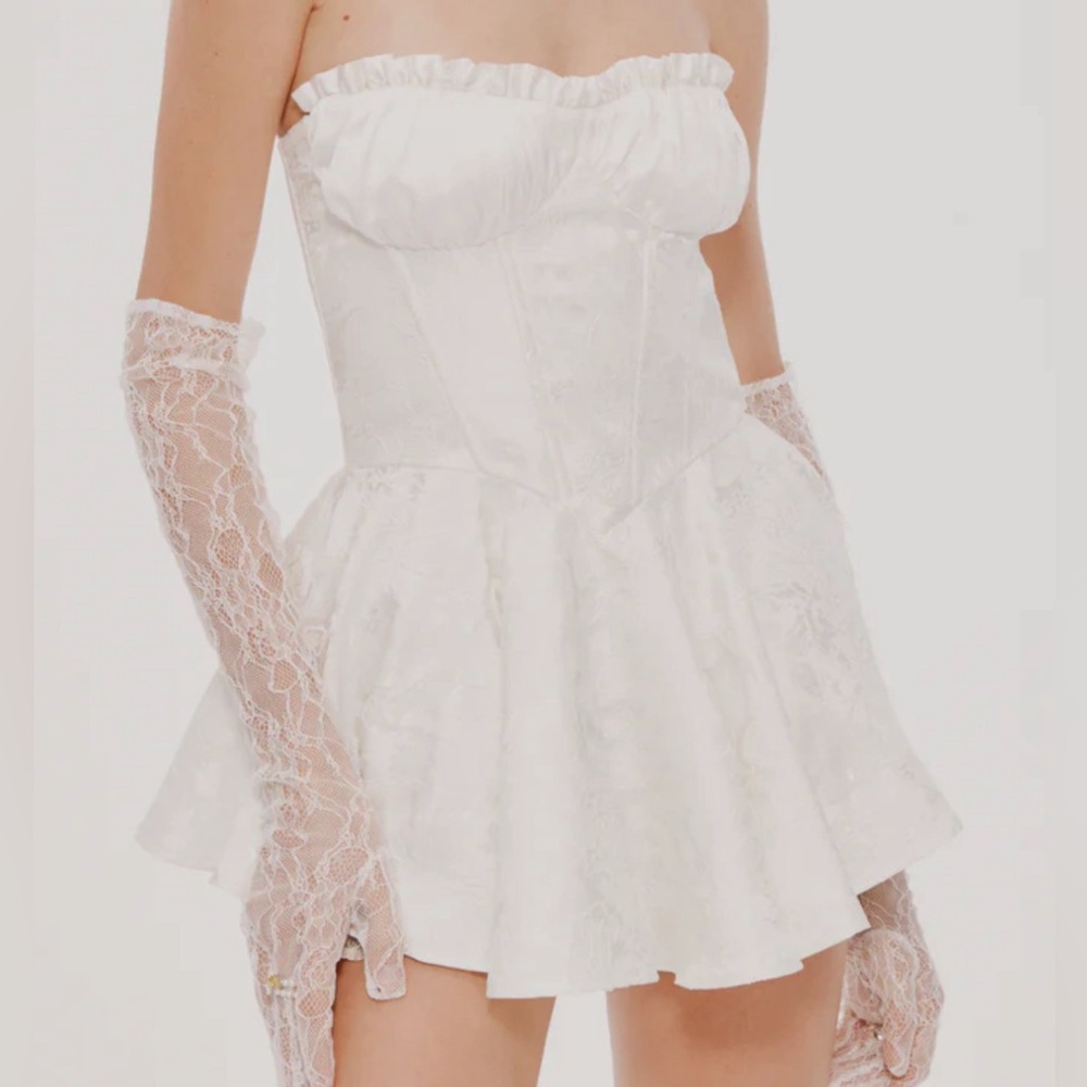 Nana Jacqueline White Strapless Textured Mini Dress